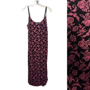Whimsigoth Velvet Roses Daggers Skulls Sleeveless Midi Dress Large Dark Romantic